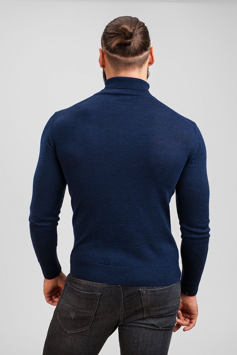 Merino turtleneck Viamaro blue back